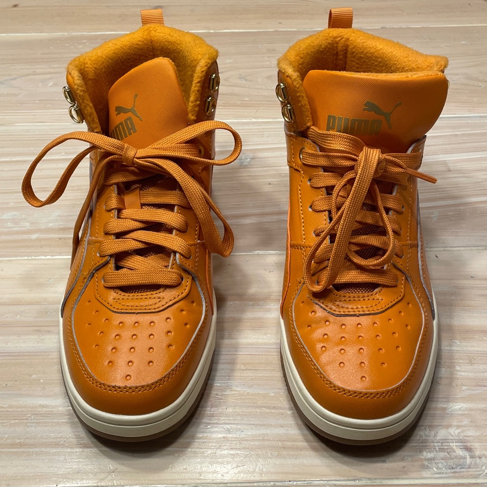 Puma Rebound Winterized High Top Sneakers | Men’s 7.5 | Orange | Like New